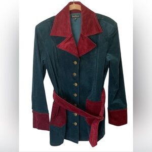 SMAK PARLOUR Corduroy Women's Teal and Red Jacket size L